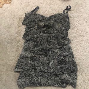 Grey snake print mini dress